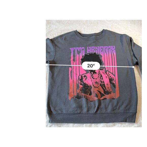 Authentic Jimi Hendrix Playing Guitar Sweatshirt Gray | Size Medium - Picture 5 of 7